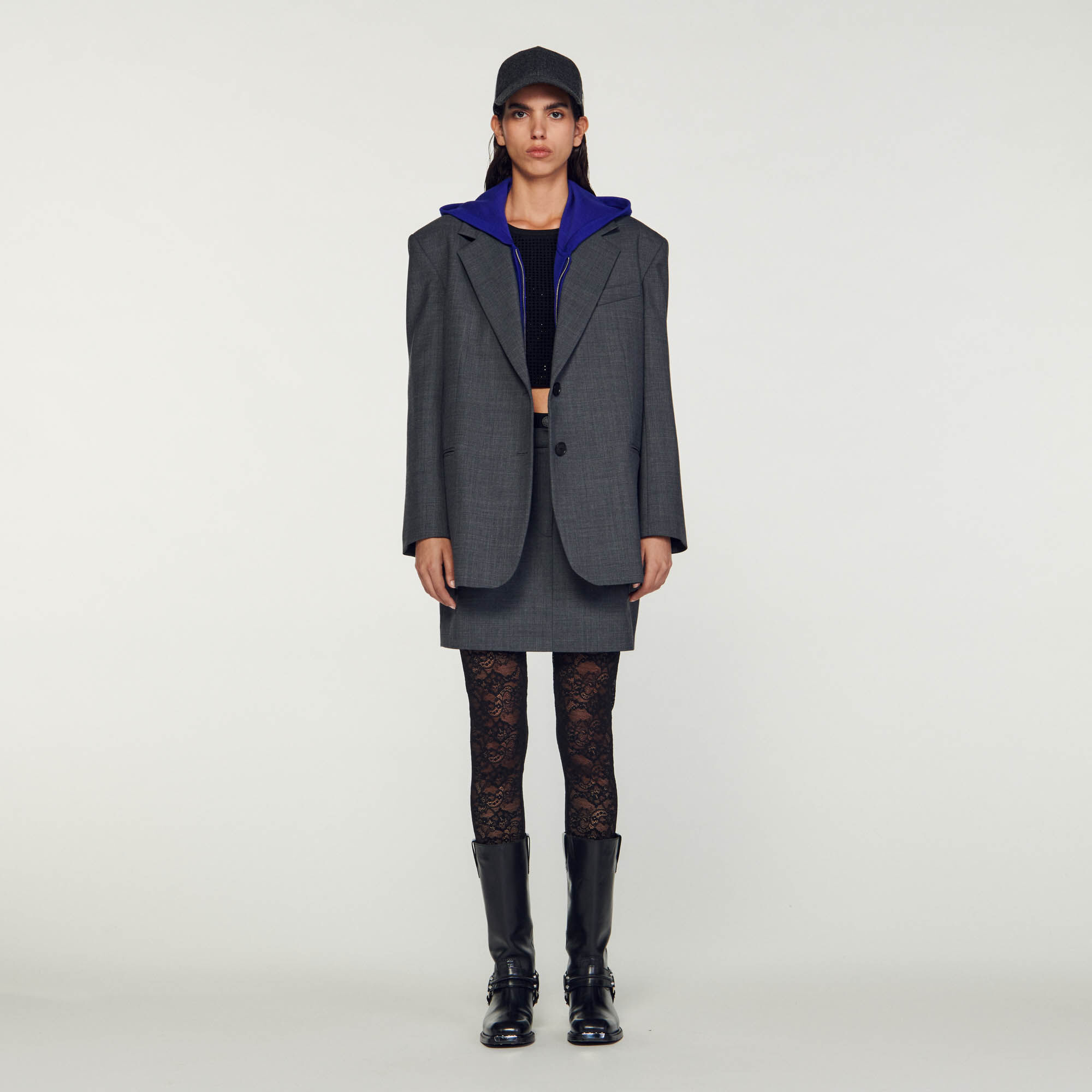 Oversized Suit Jacket : Coats & Jackets&nbsp; color Charcoal Grey