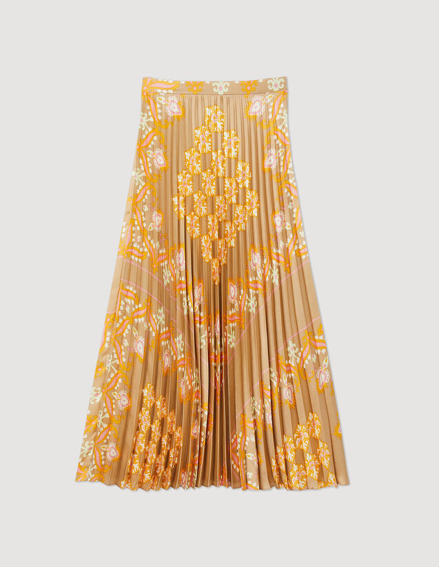 Long Printed Skirt With Pleats : Skirts & Shorts color Beige