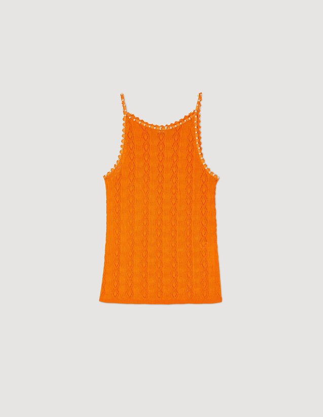 Beaded Knit Vest Top : Tops color Orange