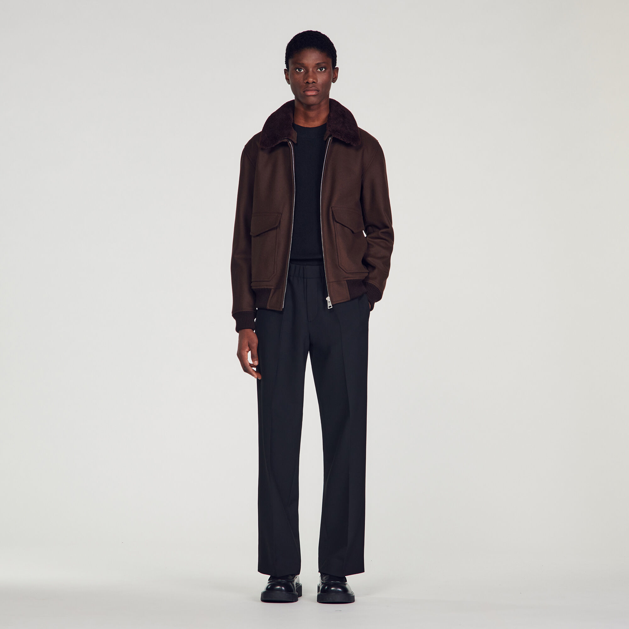 Aviator Jacket : Jackets & Coats color Black Brown