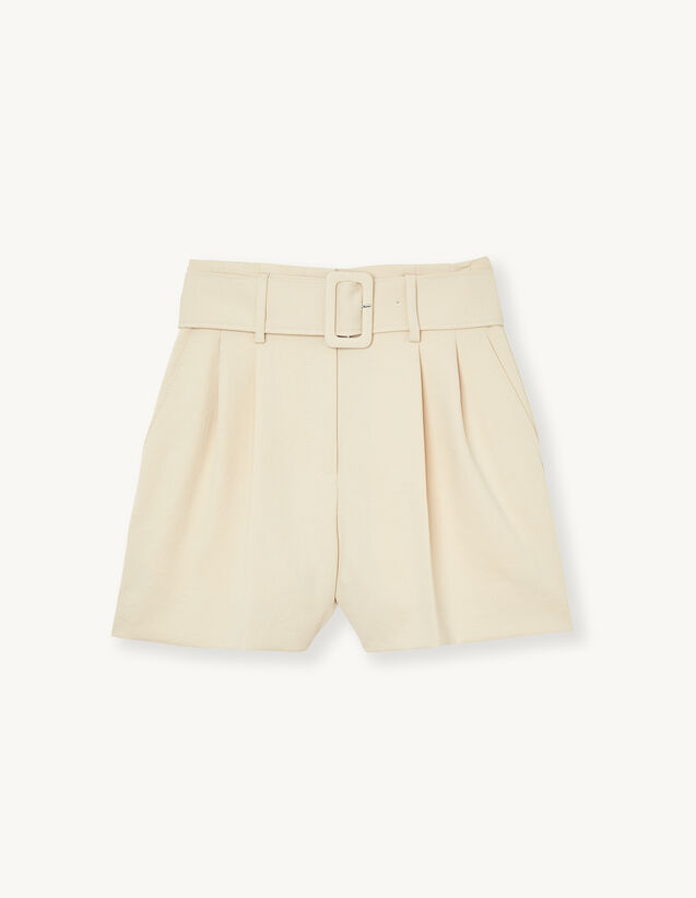 Flowing High-Waisted Shorts : Skirts & Shorts color Cream