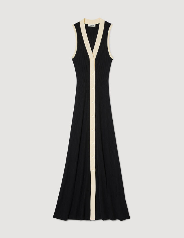 Knit Maxi Dress : Dresses color Black / Ecru
