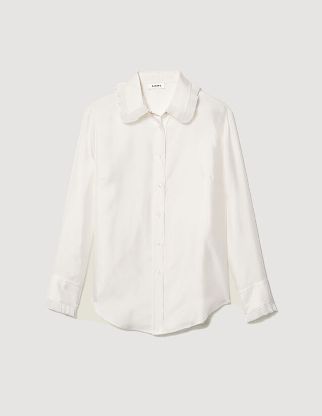 Silk Shirt With Pleated Trim : Shirts color Ecru