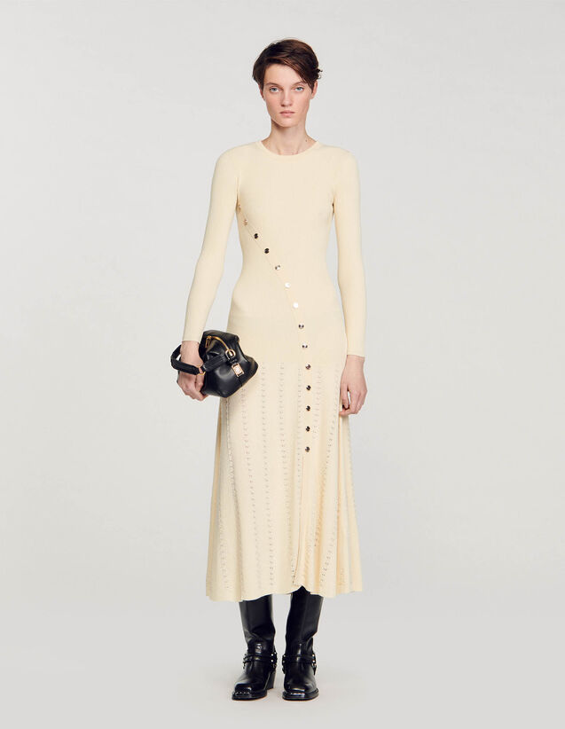 Knit Midi Dress : Dresses color Beige