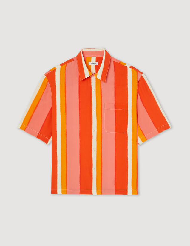 Flowing Striped Short-Sleeved Shirt : Shirts color Red