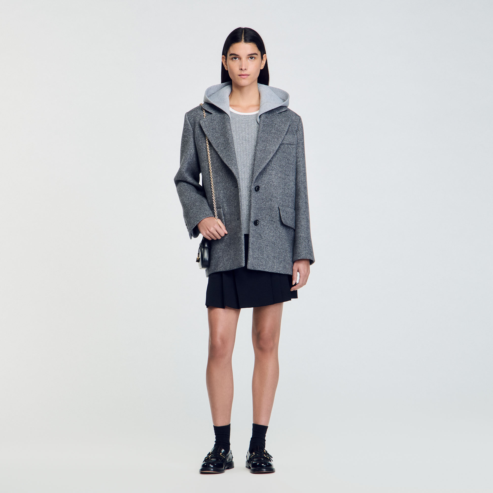 Jacket With Removable Hood : Coats & Jackets&nbsp; color Grey