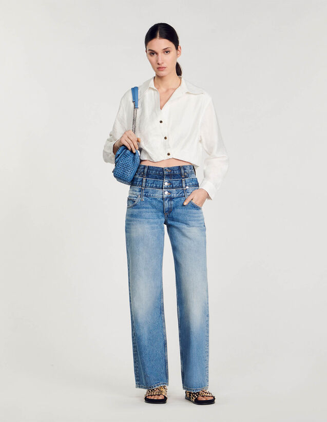 Cropped Shirt : Shirts color white