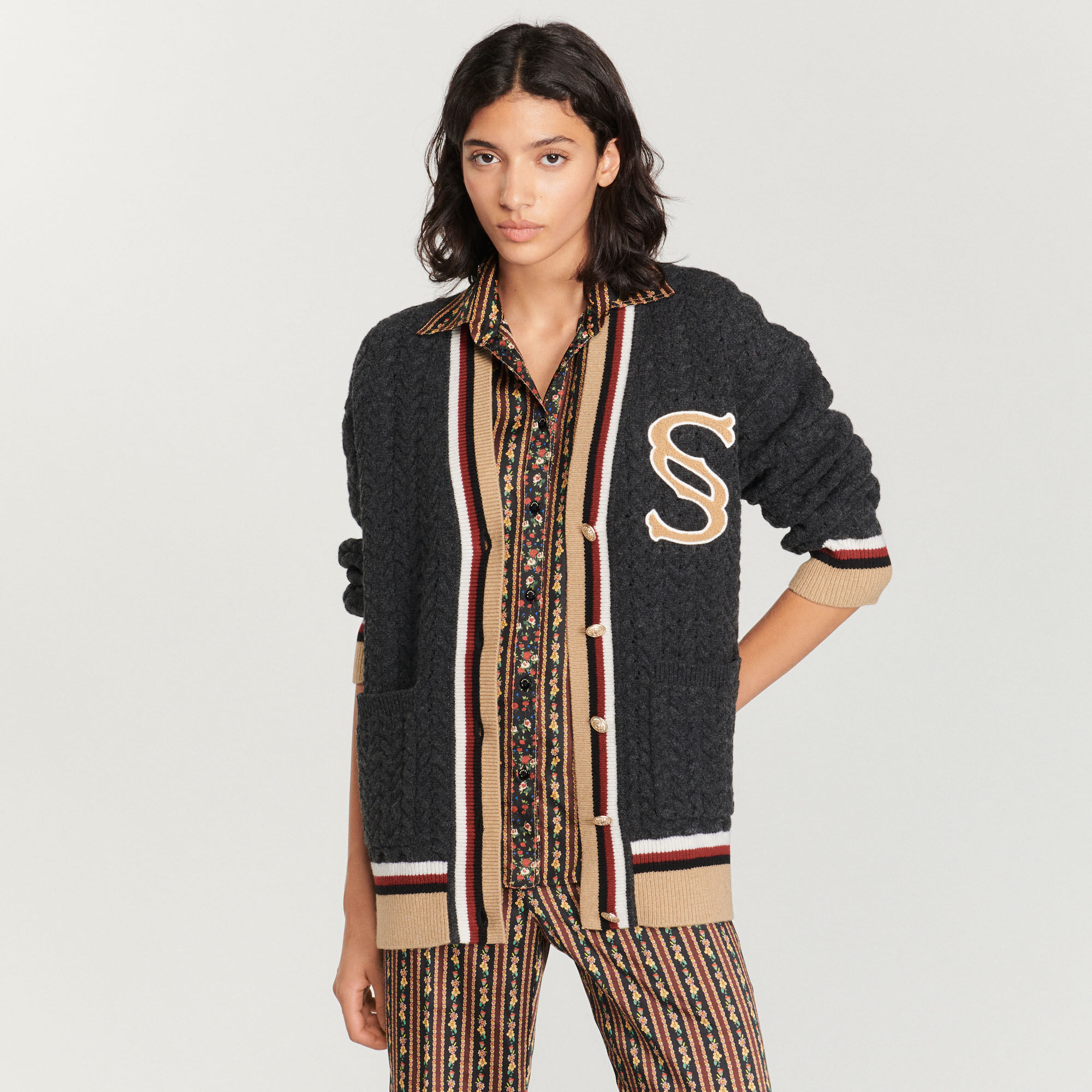 Coatigan With Double S Patch Sandro paris