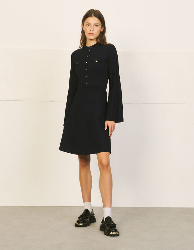 Military Style Knit Dress : Dresses color Navy Blue