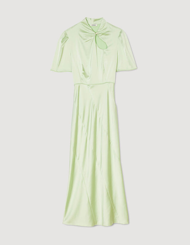 Satin-Effect Maxi Dress : Dresses color Vert Amande