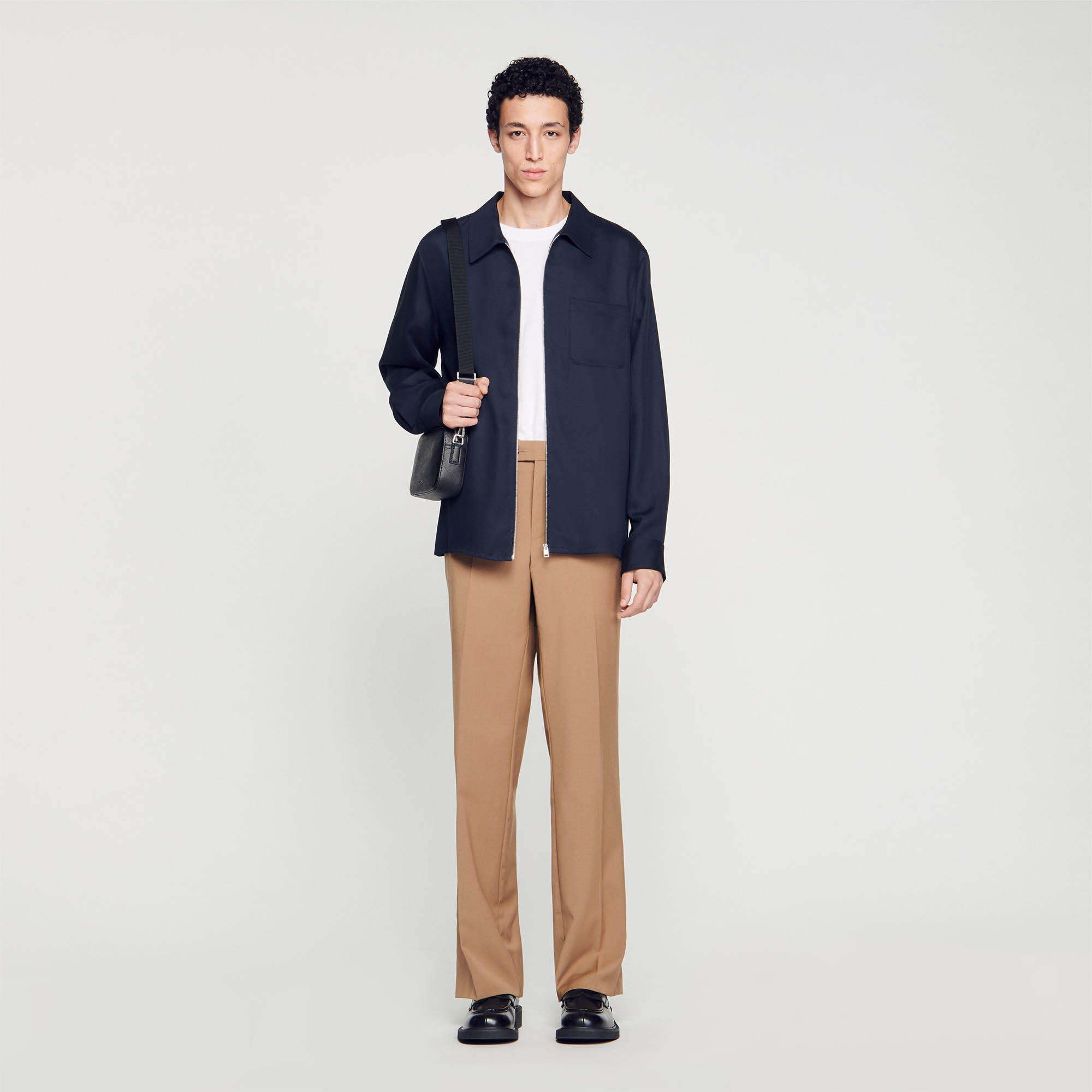 Zip-Up Shirt : Shirts color Grey