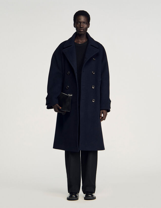 Double-Breasted Wool Coat - SHPMA00392 | sandro-paris.com Double-Breasted Wool Coat : Jackets & Coats color Navy Blue