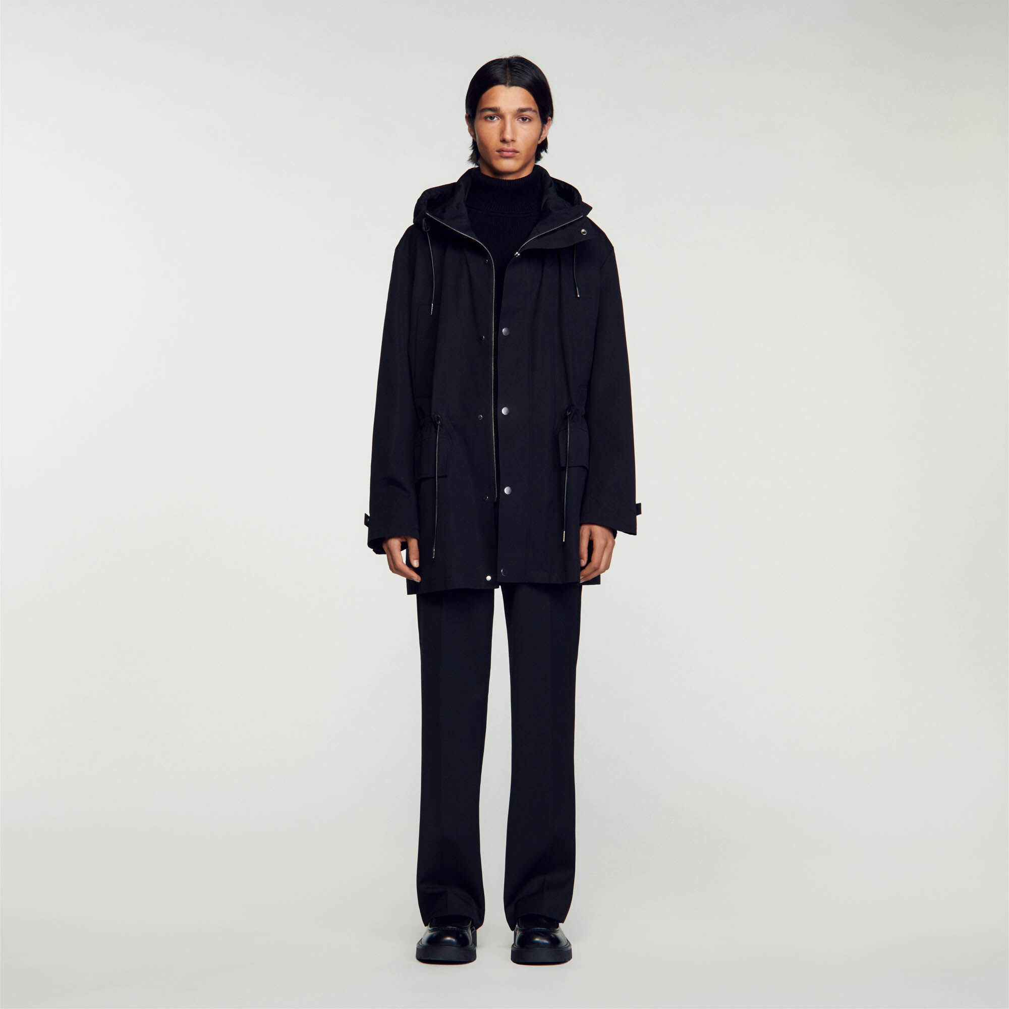 Hooded Parka : Jackets & Coats color Black
