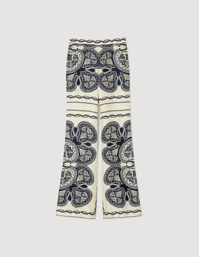 Patterned Floaty Trousers : Pants & Jeans color Beige / Navy
