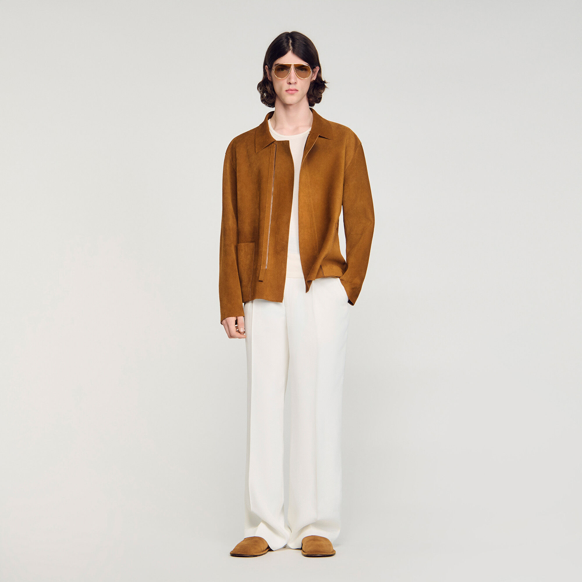 Split Leather Jacket : Jackets & Coats color WHISKY