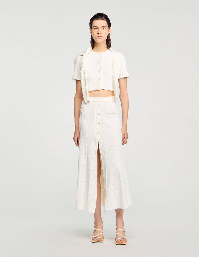 Pointelle Knit Maxi Skirt - SFPJU01502 | sandro-paris.com Pointelle Knit Maxi Skirt : Skirts & Shorts color Ecru
