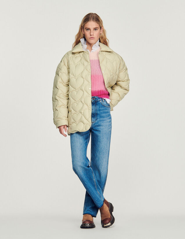 Oversized Padded Jacket With Hearts : Blazers & Jackets color Putty