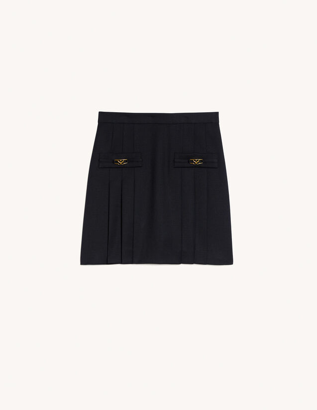 Short Skirt With Stitched Pleats : Skirts & Shorts color Black