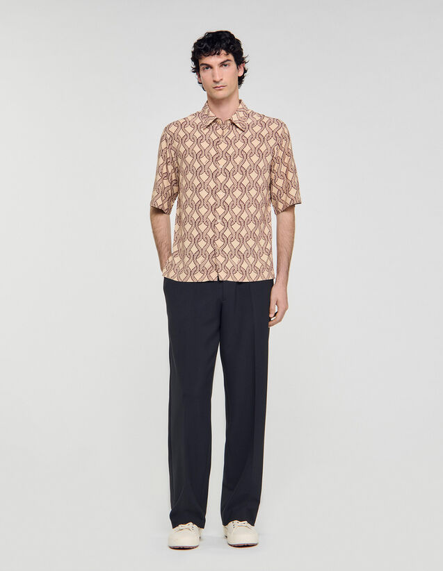 Loose-Fit Rope Print Shirt - SHPCM01487 | sandro-paris.com Loose-Fit Rope Print Shirt : Shirts color Butter cream