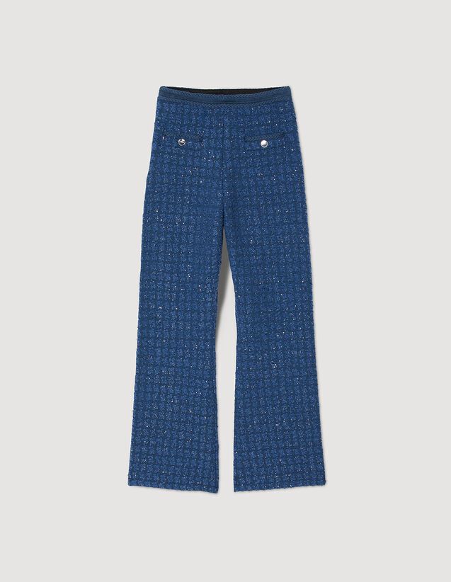 Decorative Knit Trousers : Pants color Blue