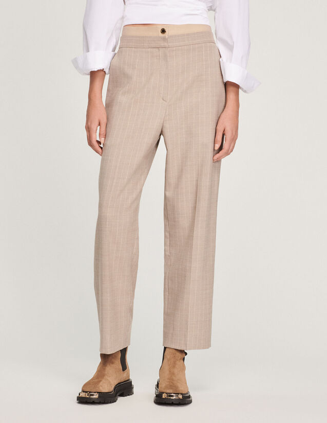 Stripy Trousers : Pants color Grey/ Beige