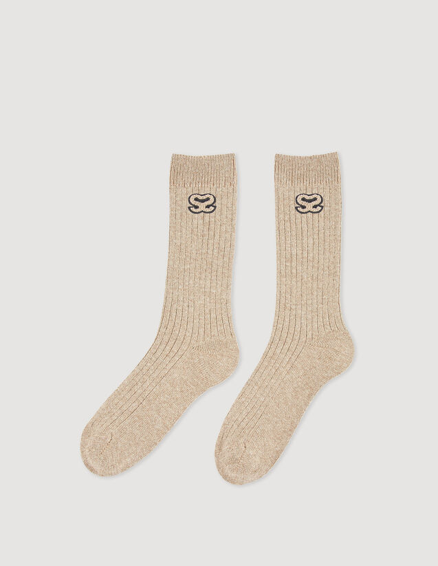 Ribbed Knit Socks : Socks color Ecru