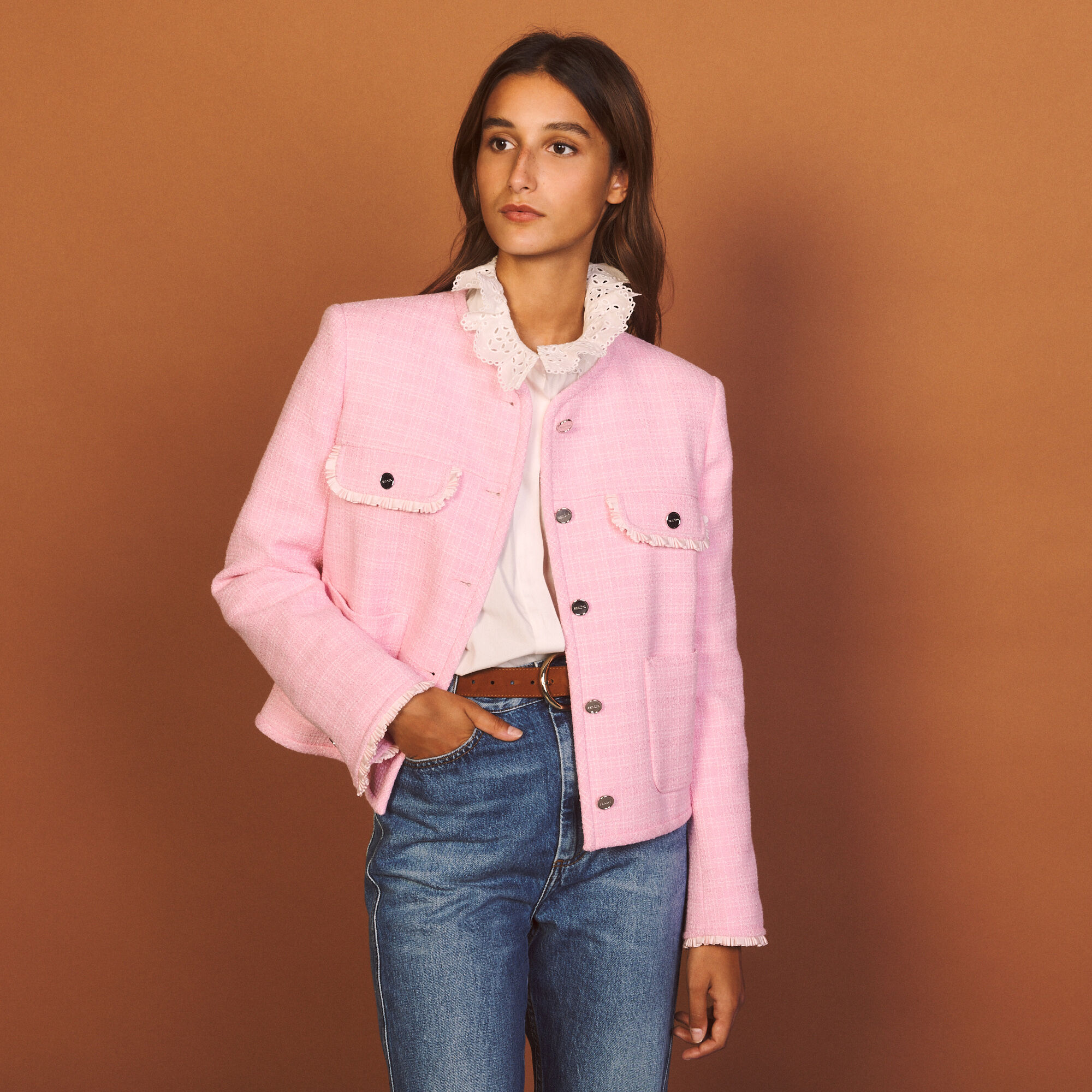 Sandro pink jacket deals