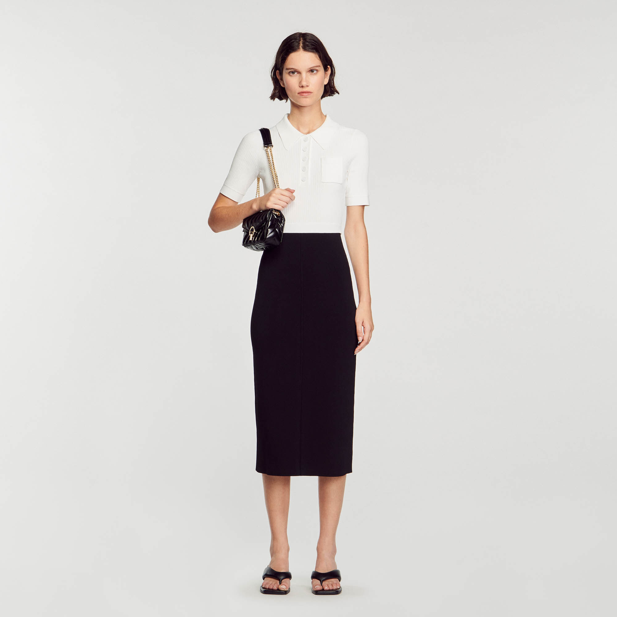 Two-Tone Midi Dress : Dresses&nbsp; color Black