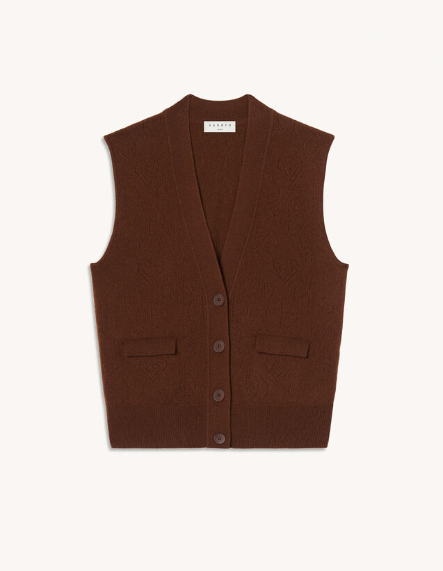 Sleeveless Cardigan : Sweaters & Cardigans color Black Brown