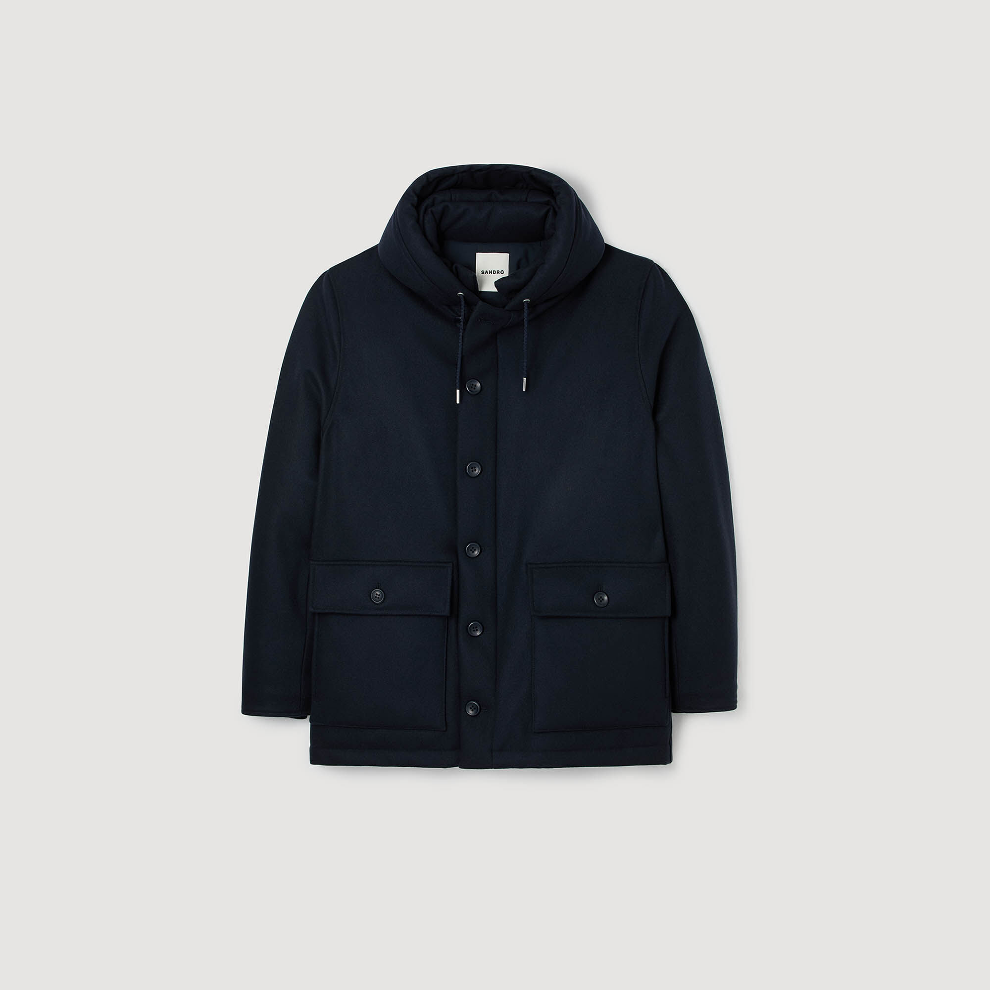 Hooded Wool Parka : Jackets & Coats color Navy Blue