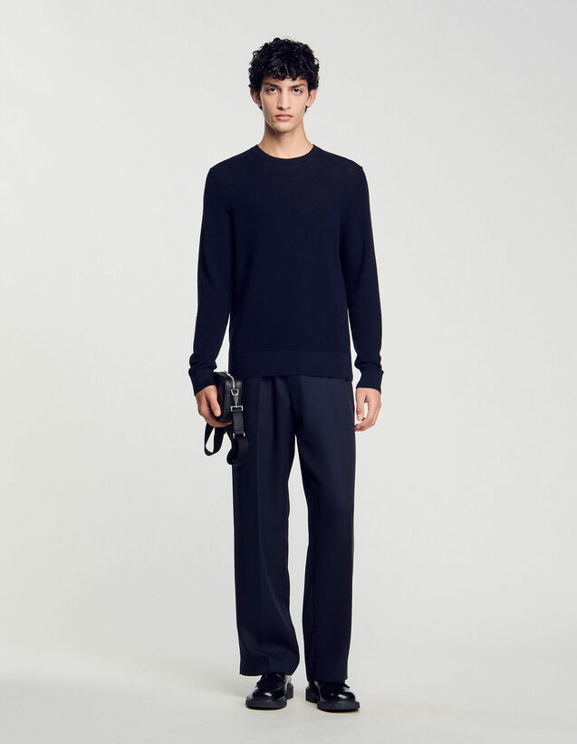 Textured Knit Jumper - SHPTR00627 | sandro-paris.com Textured Knit Jumper : Sweaters & Cardigans color Navy Blue