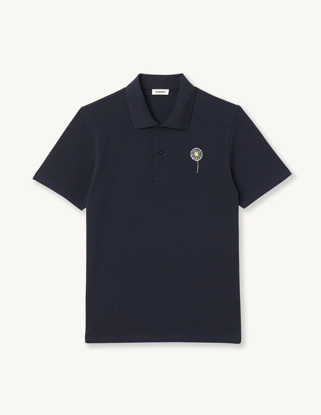 Embroidered Dandelion Polo Shirt : T-shirts & Polo shirts color Navy Blue