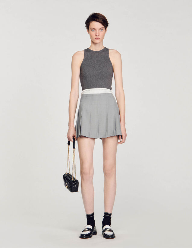 Short Pleated Skirt : Skirts & Shorts color Light Grey