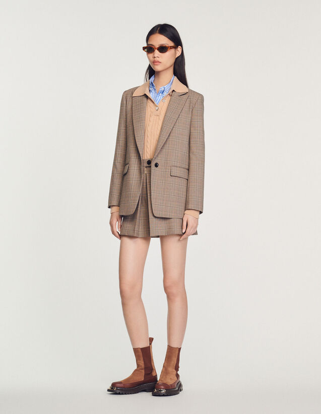 Checked Tailored Jacket : Blazers & Jackets color Brown