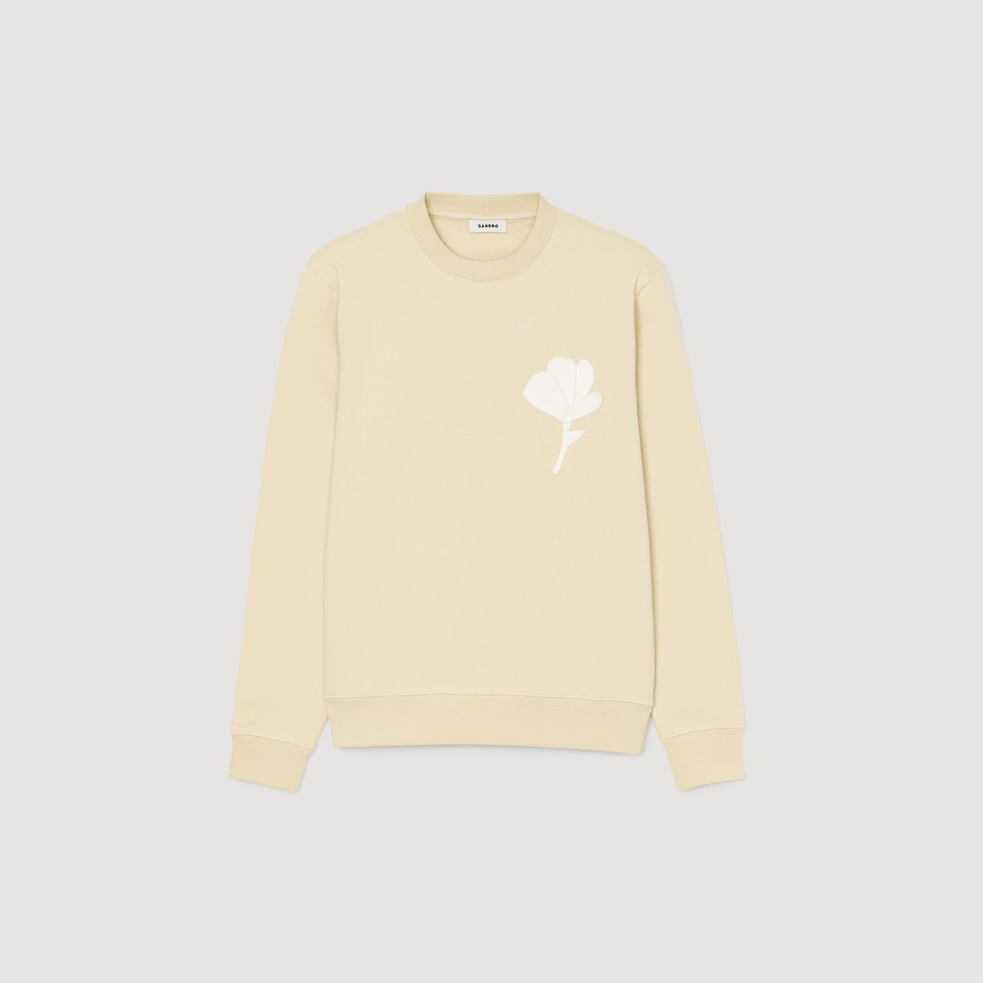 Sweatshirt With Flower Patch : Sweatshirts color Butter cream