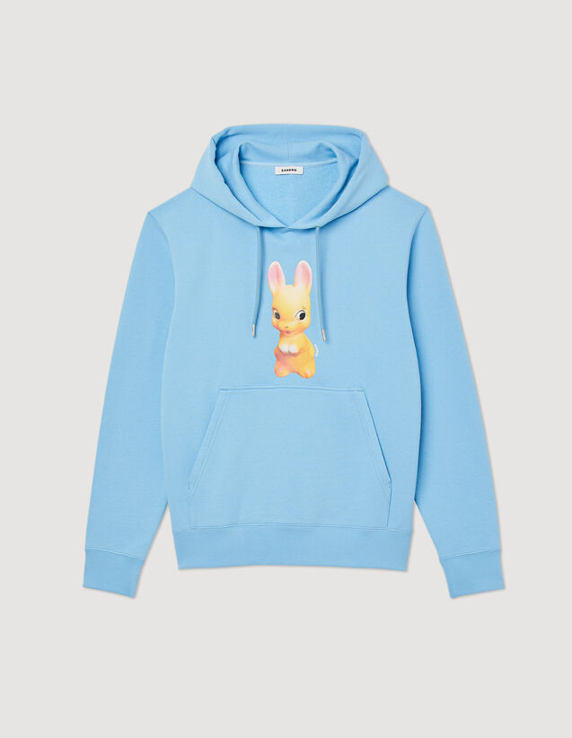 Rabbit Print Hoodie : Sweatshirts color Light Blue