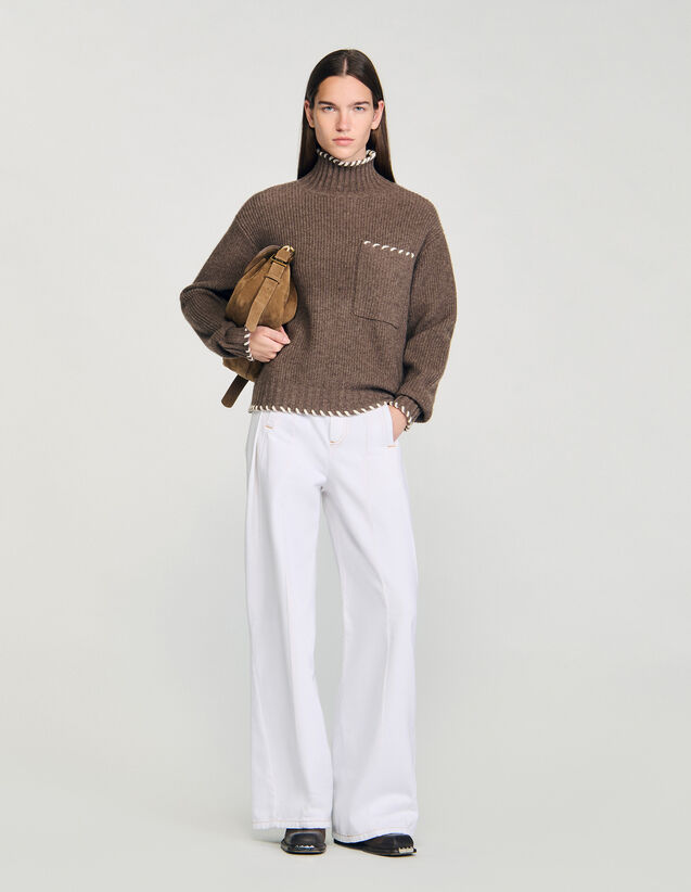 Oversized Turtleneck Jumper - SFPPU02705 | sandro-paris.com Oversized Turtleneck Jumper : Sweaters & Cardigans color Brown
