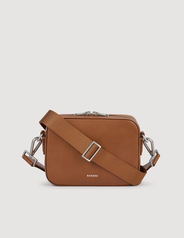 Small Grained Leather Bag - SHASA01573 | sandro-paris.com Small Grained Leather Bag : Bags color Cognac