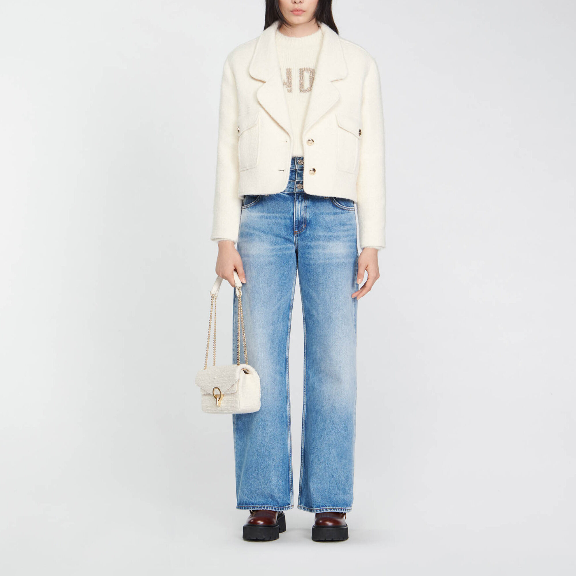 Cropped Jacket : Coats & Jackets&nbsp; color white