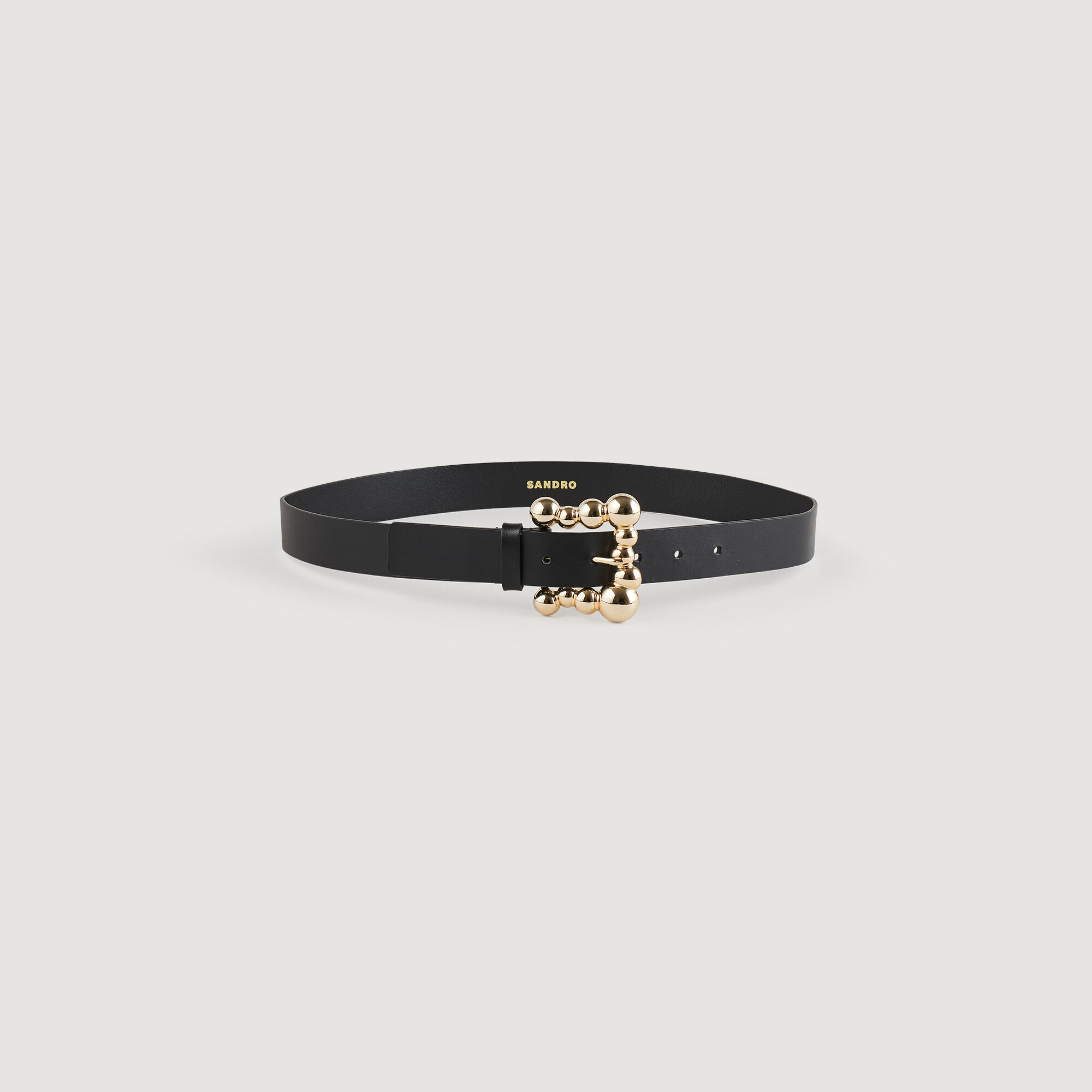 Wide Leather Belt With A Square Buckle : Other Accessories&nbsp; color Black