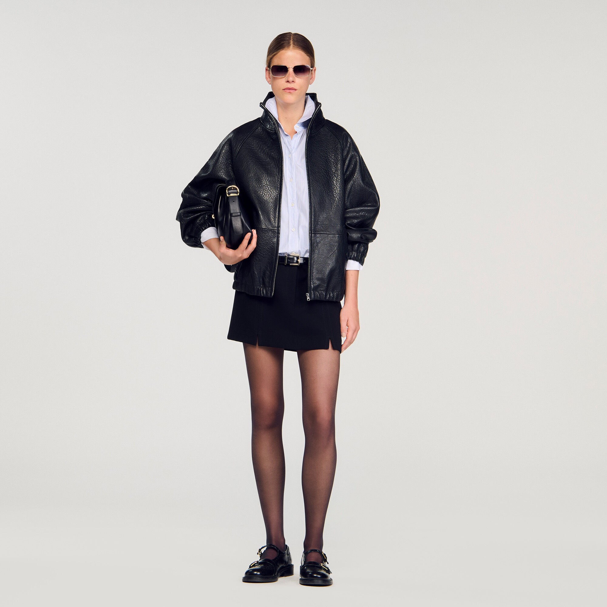 Oversized Leather Jacket : Blazers & Jackets color Black