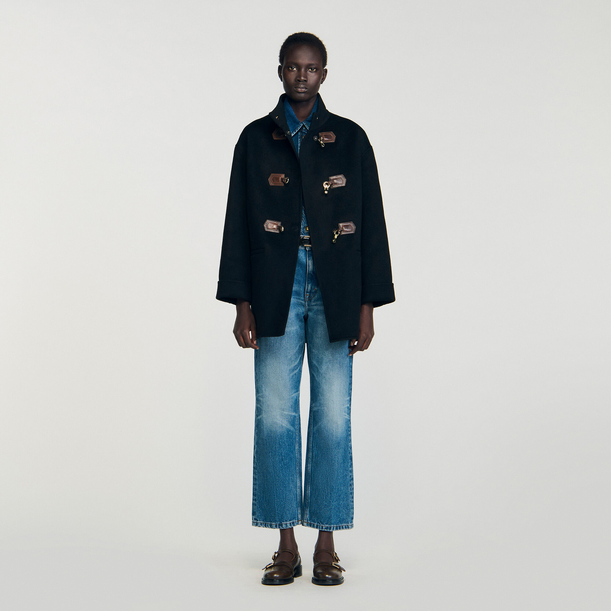 Oversized Pea Coat : Coats color Black