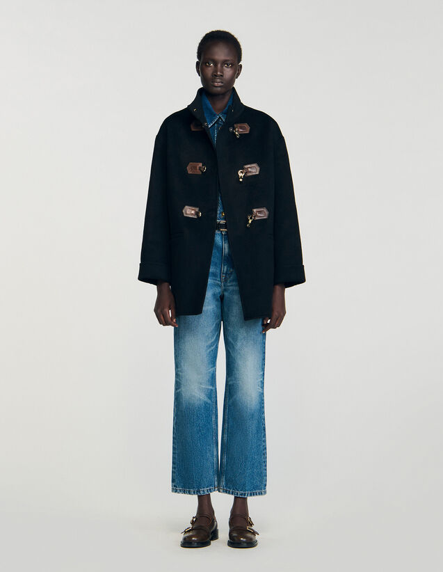 Oversized Pea Coat - SFPOU00789 | sandro-paris.com Oversized Pea Coat : Coats color Black