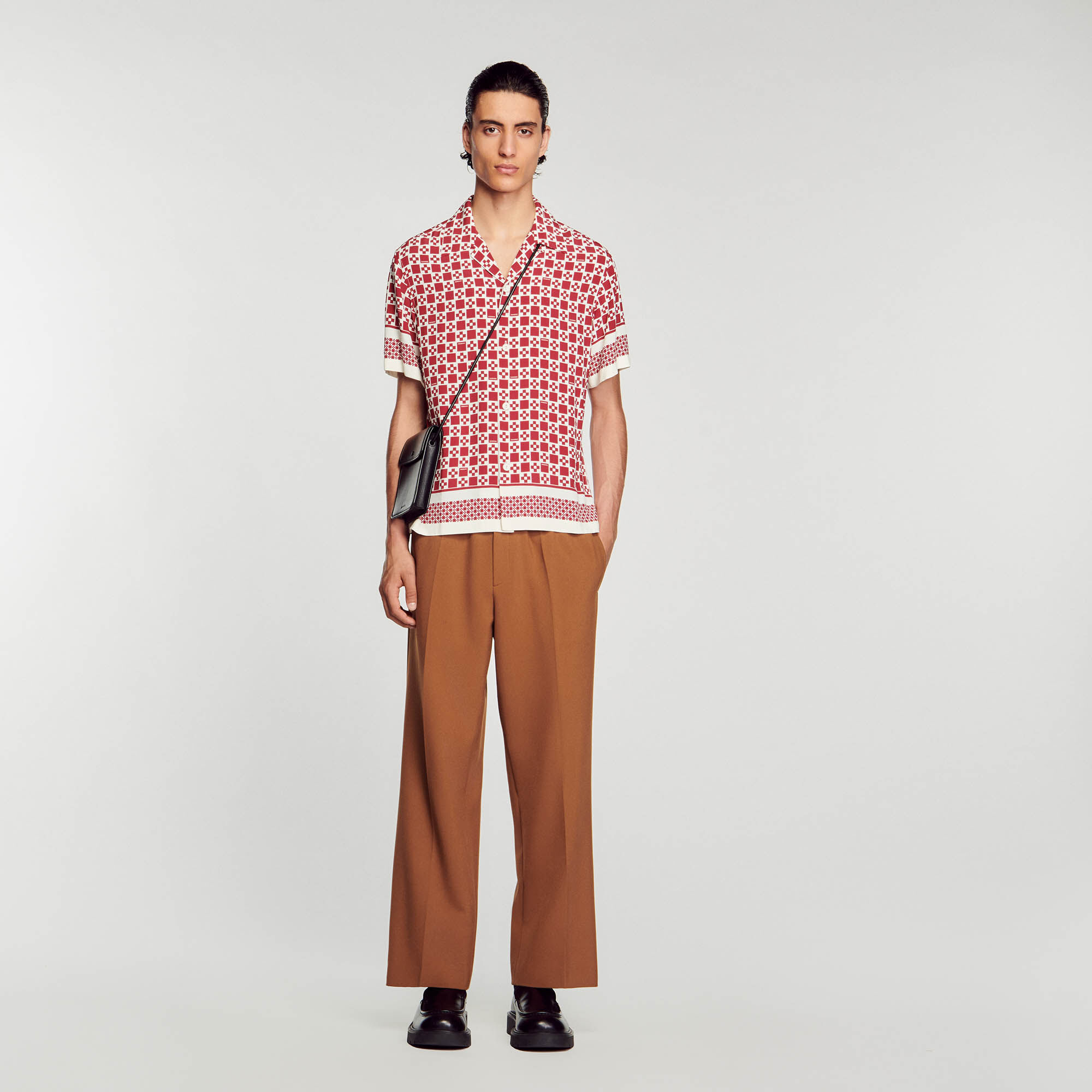 Square Cross Short-Sleeved Shirt : Shirts color Bordeaux
