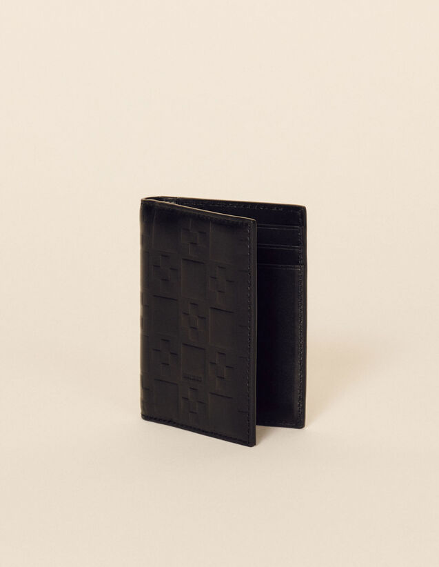 Embossed Leather Vertical Card Holder : Leather Goods color Beige