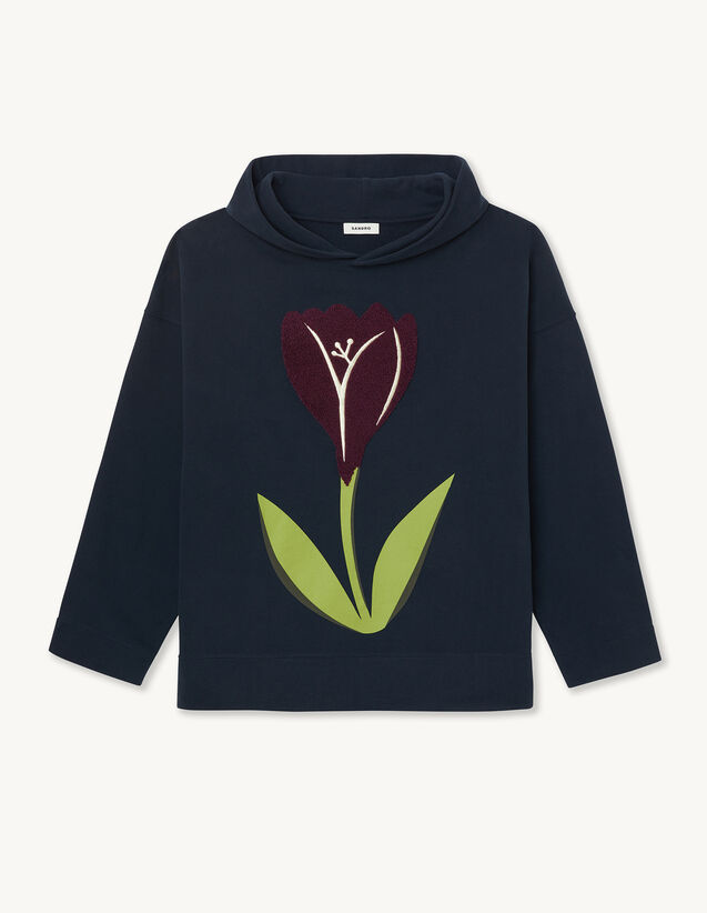 Embroidered Tulip Hoodie : Sweatshirts color Navy Blue