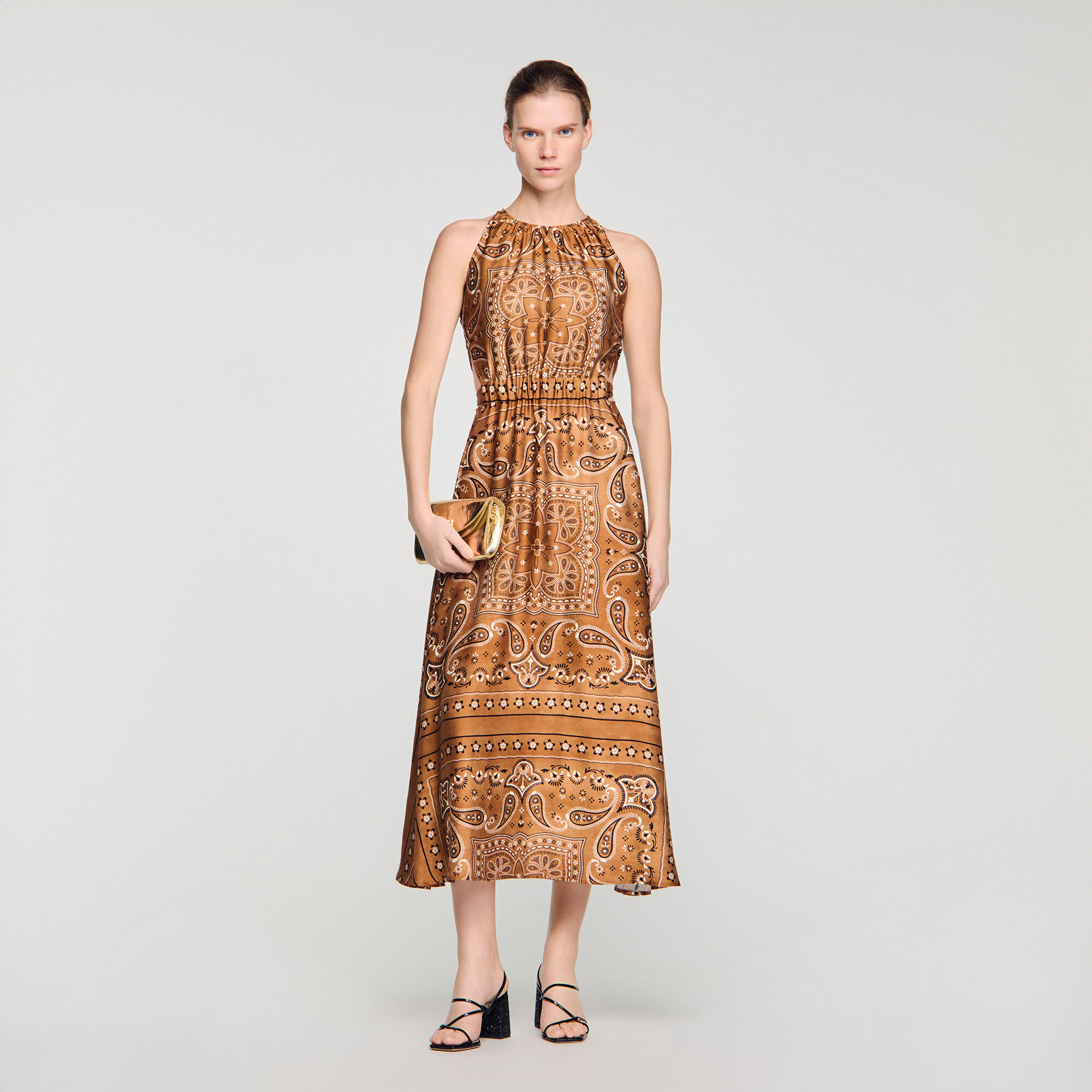 Bandana-Print Maxi Dress : Dresses color Brown / Black