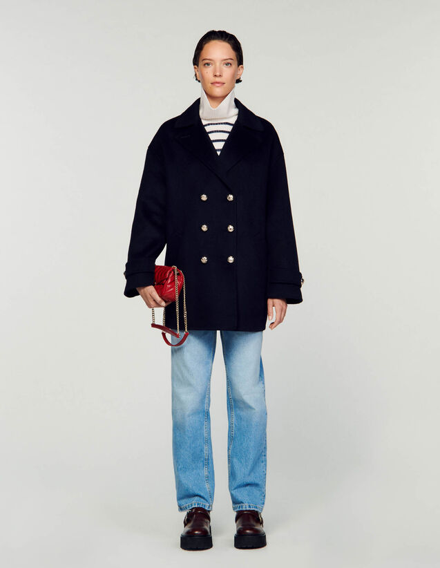 Double-Breasted Pea Coat : Coats color Navy Blue