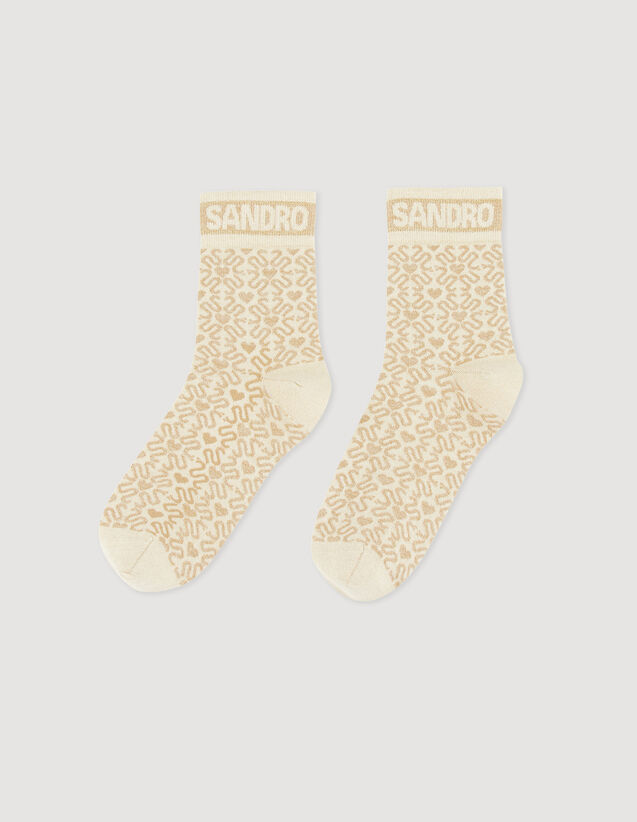 Shiny Double S Socks : Socks color Beige