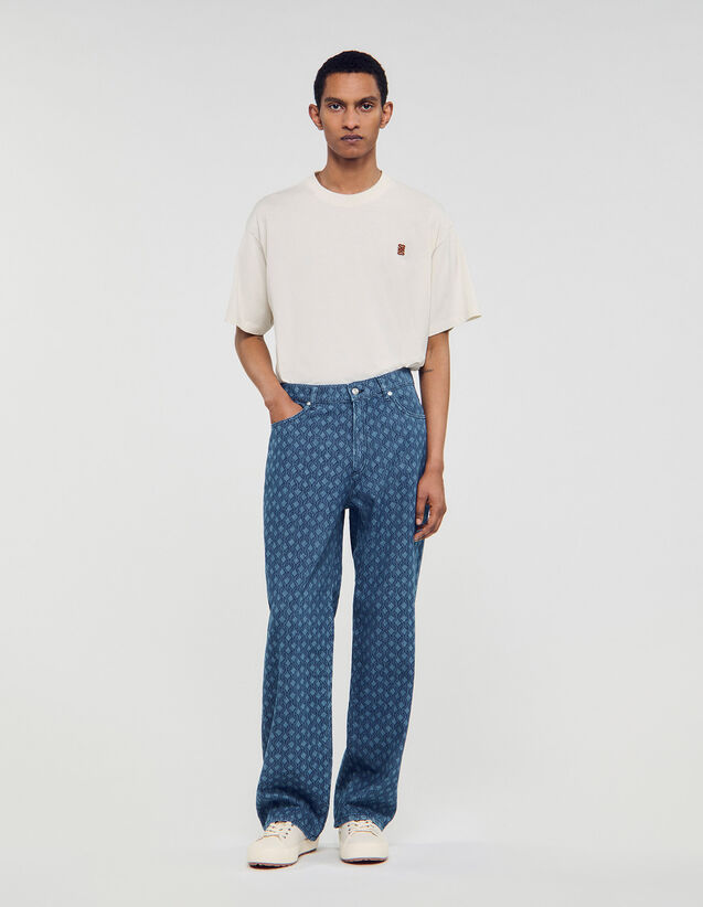 Rope Pattern Baggy Jeans - SHPJE00763 | sandro-paris.com Rope Pattern Baggy Jeans : Jeans color Raw-Denim